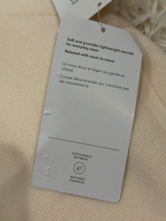 New Athleta Sequoia Sweater Jacket Cardigan Large Magnolia White Cream Full Zip - Picture 10 of 12